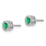 14k White Gold Emerald and Diamond Earrings-WBC-EM7092-EM-010-WA