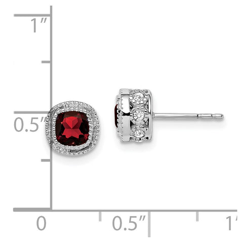 10k White Gold Cushion Garnet and Diamond Earrings-WBC-EM7092-GA-019-1WA