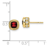 10k Cushion Garnet and Diamond Earrings-WBC-EM7092-GA-019-1YA