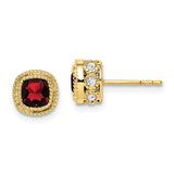 10k Cushion Garnet and Diamond Earrings-WBC-EM7092-GA-019-1YA