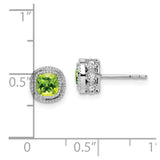 10k White Gold Cushion Peridot and Diamond Earrings-WBC-EM7092-PE-019-1WA