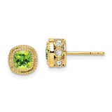 10k Cushion Peridot and Diamond Earrings-WBC-EM7092-PE-019-1YA