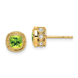 14k Cushion Peridot and Diamond Earrings-WBC-EM7092-PE-019-YA