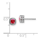 10k White Gold Cushion Ruby and Diamond Earrings-WBC-EM7092-RU-010-1WA