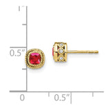 10k Cushion Ruby and Diamond Earrings-WBC-EM7092-RU-010-1YA