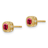 14k Cushion Ruby and Diamond Earrings-WBC-EM7092-RU-010-YA