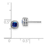 10k White Gold Cushion Sapphire and Diamond Earrings-WBC-EM7092-SA-010-1WA