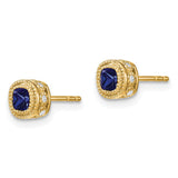 14k Cushion Sapphire and Diamond Earrings-WBC-EM7092-SA-010-YA