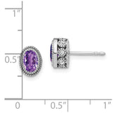 14k White Gold Oval Amethyst and Diamond Earrings-WBC-EM7093-AM-019-WA