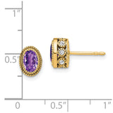 14k Oval Amethyst and Diamond Earrings-WBC-EM7093-AM-019-YA