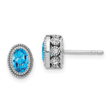 14k White Gold Oval Blue Topaz and Diamond Earrings-WBC-EM7093-BT-019-WA