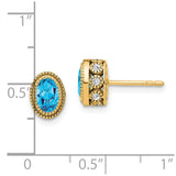 14k Oval Blue Topaz and Diamond Earrings-WBC-EM7093-BT-019-YA