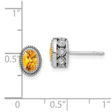 14k White Gold Oval Citrine and Diamond Earrings-WBC-EM7093-CI-019-WA