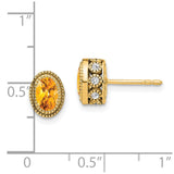 14k Oval Citrine and Diamond Earrings-WBC-EM7093-CI-019-YA