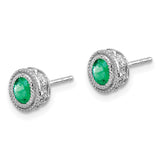 14k White Gold Emerald and Diamond Earrings-WBC-EM7093-EM-012-WA