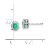 14k White Gold Emerald and Diamond Earrings-WBC-EM7093-EM-012-WA