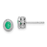 14k White Gold Emerald and Diamond Earrings-WBC-EM7093-EM-012-WA