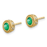 14k Emerald and Diamond Earrings-WBC-EM7093-EM-012-YA