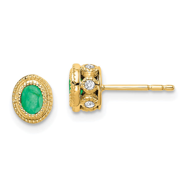 14k Emerald and Diamond Earrings-WBC-EM7093-EM-012-YA