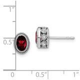 14k White Gold Oval Garnet and Diamond Earrings-WBC-EM7093-GA-019-WA