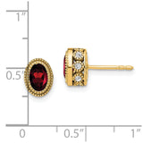 14k Oval Garnet and Diamond Earrings-WBC-EM7093-GA-019-YA