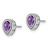 14k White Gold Pear Amethyst and Diamond Earrings-WBC-EM7094-AM-032-WA