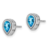 14k White Gold Pear Blue Topaz and Diamond Earrings-WBC-EM7094-BT-032-WA