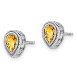 14k White Gold Pear Citrine and Diamond Earrings-WBC-EM7094-CI-032-WA