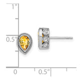 14k White Gold Pear Citrine and Diamond Earrings-WBC-EM7094-CI-032-WA