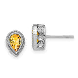 14k White Gold Pear Citrine and Diamond Earrings-WBC-EM7094-CI-032-WA