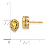 14k Pear Citrine and Diamond Earrings-WBC-EM7094-CI-032-YA