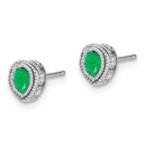 14k White Gold Emerald and Diamond Earrings-WBC-EM7094-EM-015-WA