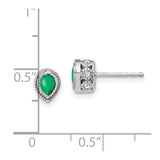 14k White Gold Emerald and Diamond Earrings-WBC-EM7094-EM-015-WA