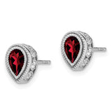 14k White Gold Pear Garnet and Diamond Earrings-WBC-EM7094-GA-032-WA