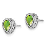 14k White Gold Pear Peridot and Diamond Earrings-WBC-EM7094-PE-032-WA