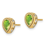 14k Pear Peridot and Diamond Earrings-WBC-EM7094-PE-032-YA