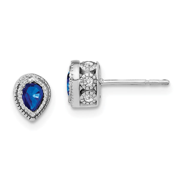14k White Gold Sapphire and Diamond Earrings-WBC-EM7094-SA-015-WA