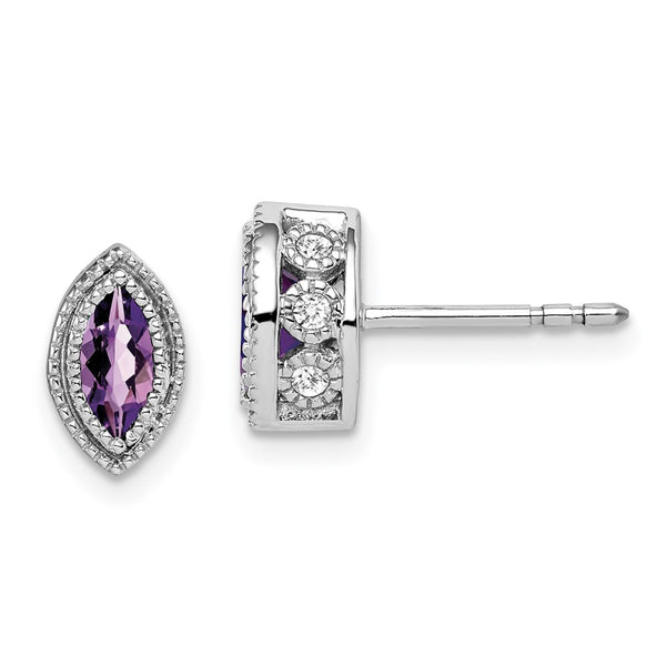 14k White Gold Marquise Amethyst and Diamond Earrings-WBC-EM7095-AM-014-WA