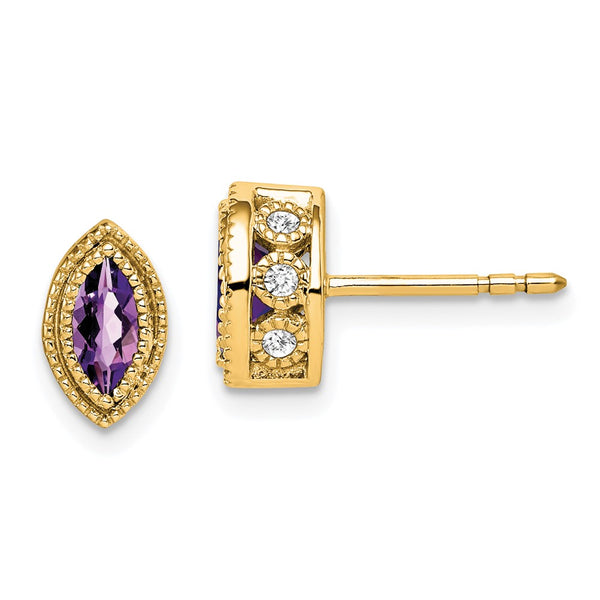 14k Marquise Amethyst and Diamond Earrings-WBC-EM7095-AM-014-YA