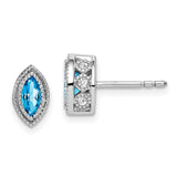 14k White Gold Marquise Blue Topaz and Diamond Earrings-WBC-EM7095-BT-014-WA