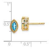 14k Marquise Blue Topaz and Diamond Earrings-WBC-EM7095-BT-014-YA