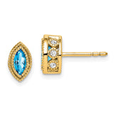 14k Marquise Blue Topaz and Diamond Earrings-WBC-EM7095-BT-014-YA