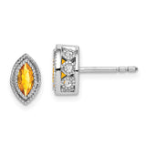 14k White Gold Marquise Citrine and Diamond Earrings-WBC-EM7095-CI-014-WA