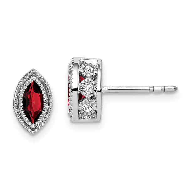 14k White Gold Marquise Garnet and Diamond Earrings-WBC-EM7095-GA-014-WA