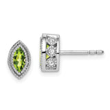 14k White Gold Marquise Peridot and Diamond Earrings-WBC-EM7095-PE-014-WA