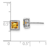 14k White Gold Square Citrine and Diamond Earrings-WBC-EM7096-CI-016-WA