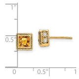 14k Square Citrine and Diamond Earrings-WBC-EM7096-CI-016-YA