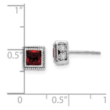 14k White Gold Square Garnet and Diamond Earrings-WBC-EM7096-GA-016-WA