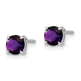 14k White Gold Round Amethyst Earrings-WBC-EM7097-AM-W