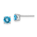 14k White Gold Round Blue Topaz Earrings-WBC-EM7097-BT-W